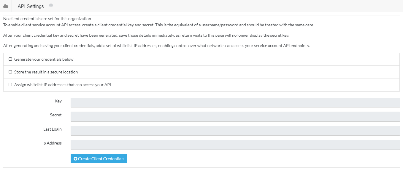 API Settings